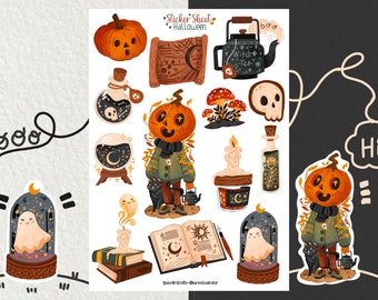 Aufkleber Bogen - Halloween - Aufkleber für Tagebücher - Planer Aufkleber - Dekorative Aufkleber - Scrapbooking Aufkleber - Herbst Halloween Vibes