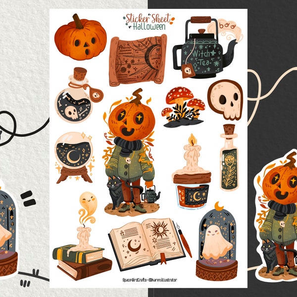 Sticker Sheet - Halloween - Journaling Stickers - Planner Stickers - Decorative Stickers - Scrapbooking  Stickers  - Autumn Halloween Vibes