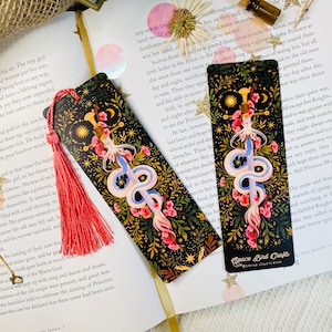Segnalibro drago Sakura / Accessori per libri Segnalibro illustrato da lettura, regalo libresco, segnalibro di carta Segnalibro lunare Diario accessorio da lettura