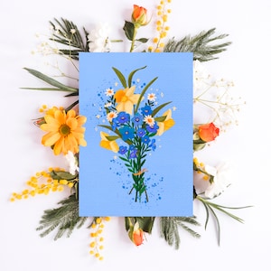 A Set of Floral Post Cards Post Card Size Art Print Botanical Post Card Postkarten Floral Art Prints Mothers Day Cards Narcissus