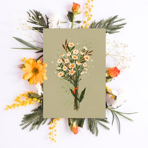 Een set bloemenpostkaarten postkaartformaat Art Print Botanische postkaart Postkarten Floral Art Prints Moederdagkaarten Daisy