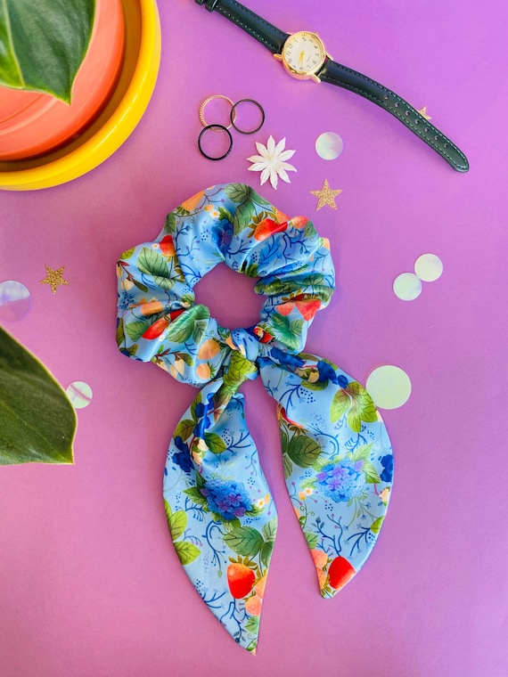 Fascia per capelli con motivo mirtillo e fragola, elastico per