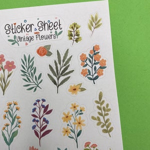 Sticker Sheet Vintage Flowers Journal Stickers for Planner Stickers ...