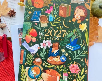 Calendrier mural 2027, agenda quotidien confortable, affiche décorative florale pour le Nouvel An