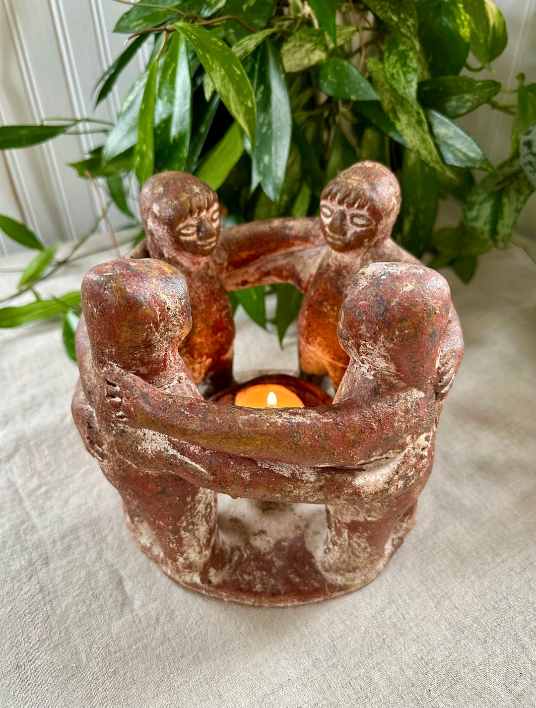 Vintageterracotta Circle of Friends Candle Holder Friendship Etsy