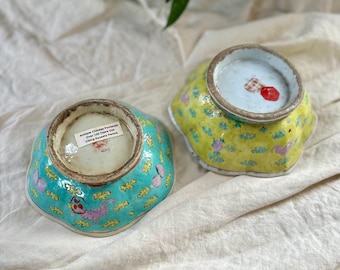 Set of 2, Chinese Ching Dynasty Guangxu Reign Soft Paste Porcelain Antique Bowls