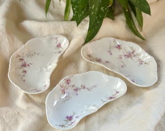 Set of 3 Haviland Limoges Crescent Bone Dishes, France, Theodore Haviland, Antique