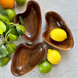 MCM Set of 3 Monkeypod Wood Bowls, Biomorphic, Honolulu, Hawaii Tiki, Vintage