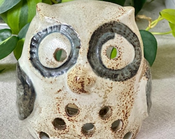 Vintage Ceramic Owl Votive/Tea Light Holder, Lantern, Japan, Animal, Bird, Woodland, Boho, 1970s