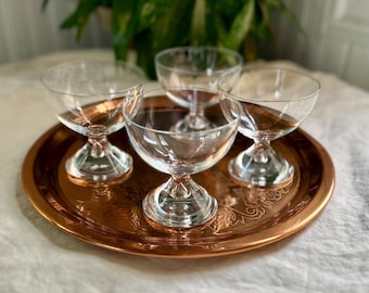 Set of 4 Vintage Scandinavian Design Teardrop Coupes/Martini Glasses
