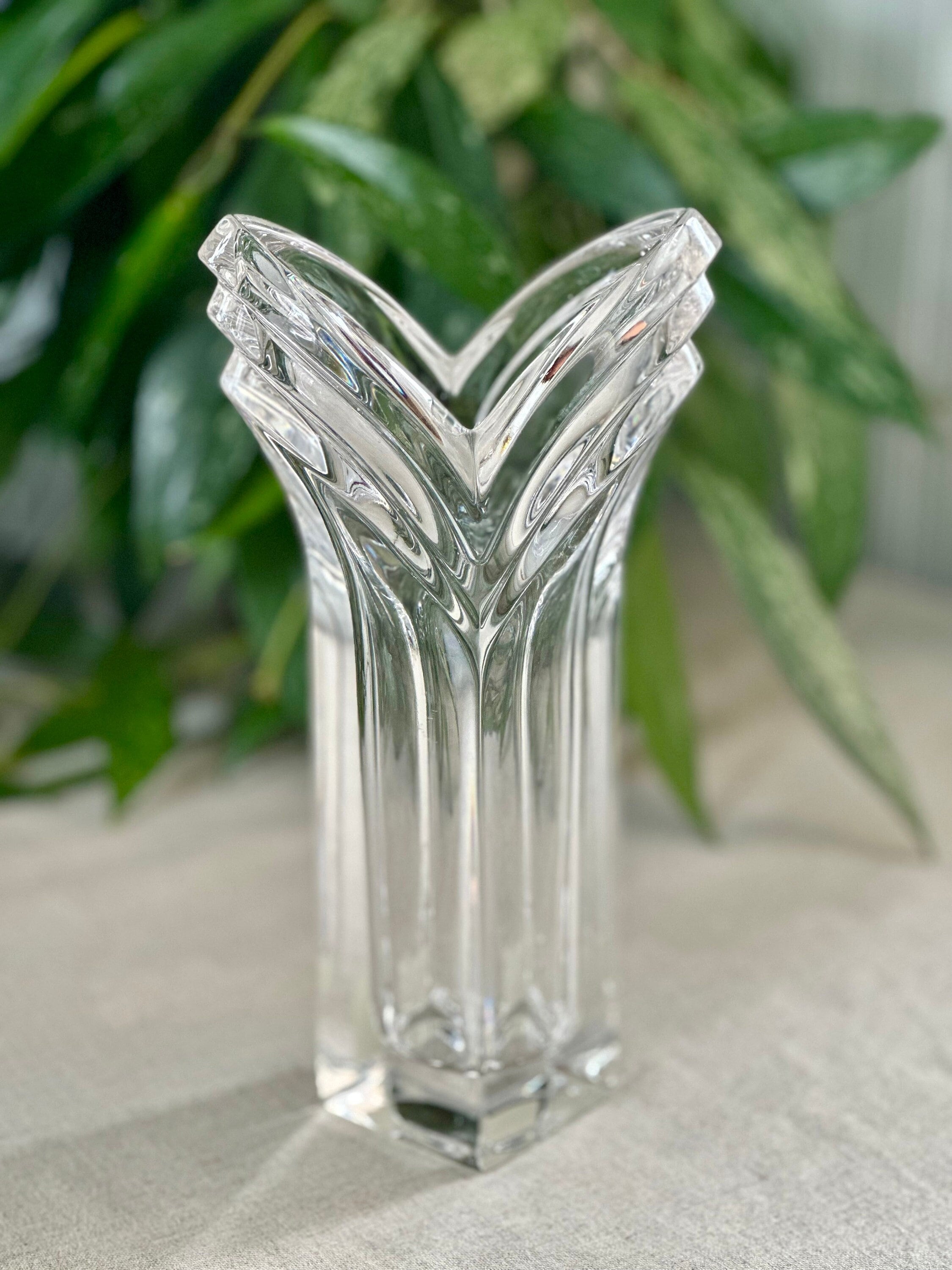 アールデコ ガラス フラワーベース ヴィンテージ ミカサ クリスタル 8 インチ デコ フラワーベース