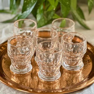 Vintage Anchor Hocking Georgian Clear Scotch Glasses, Set of 6, Cocktail Glasses, Juice Glasses