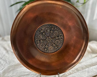 Vintage Mid-Century Brutalist Copper Wall Plate, Wall Decor