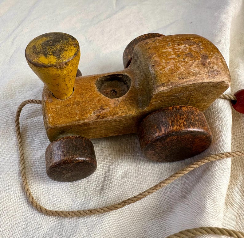 Vintage Primitive Wood Train Locomotive Pull Toy, Rustic - Etsy