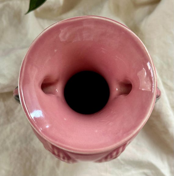 Vintage 1960's Cameron Clay Pottery Pink Black Wheat Design Two