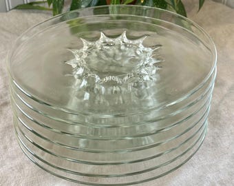 MCM Vintage Glas Teller, 7er Set, Starburst, 1960er Jahre, Buffet, 1960er Jahre