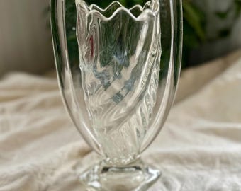 Vintage 30s Art Deco Huta Hortensja Poland 10" Glass Trophy Vase Antique Polish