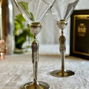 Vintage Glass Etched Grecian Nude Nymph Large Martini Cocktail -  Norway