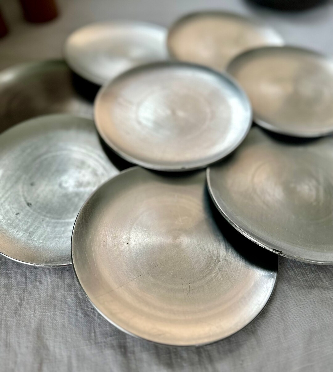 Vintage Japanese Lacquerware Plates Silver Leaf Appetizer Plates Set of