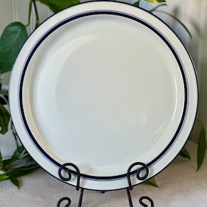 Dansk Bistro Blue White Chop Plate 13&quot; Round Platter Made in Japan 1980s, Designed by Christianhavn