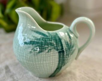 Vintage Celadon China Bamboo Creamer/Pitcher Japan MCM Mid Century