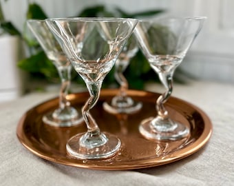Vintage Libbey Zigzag Martini Glasses - Retro Barware, Set of 4