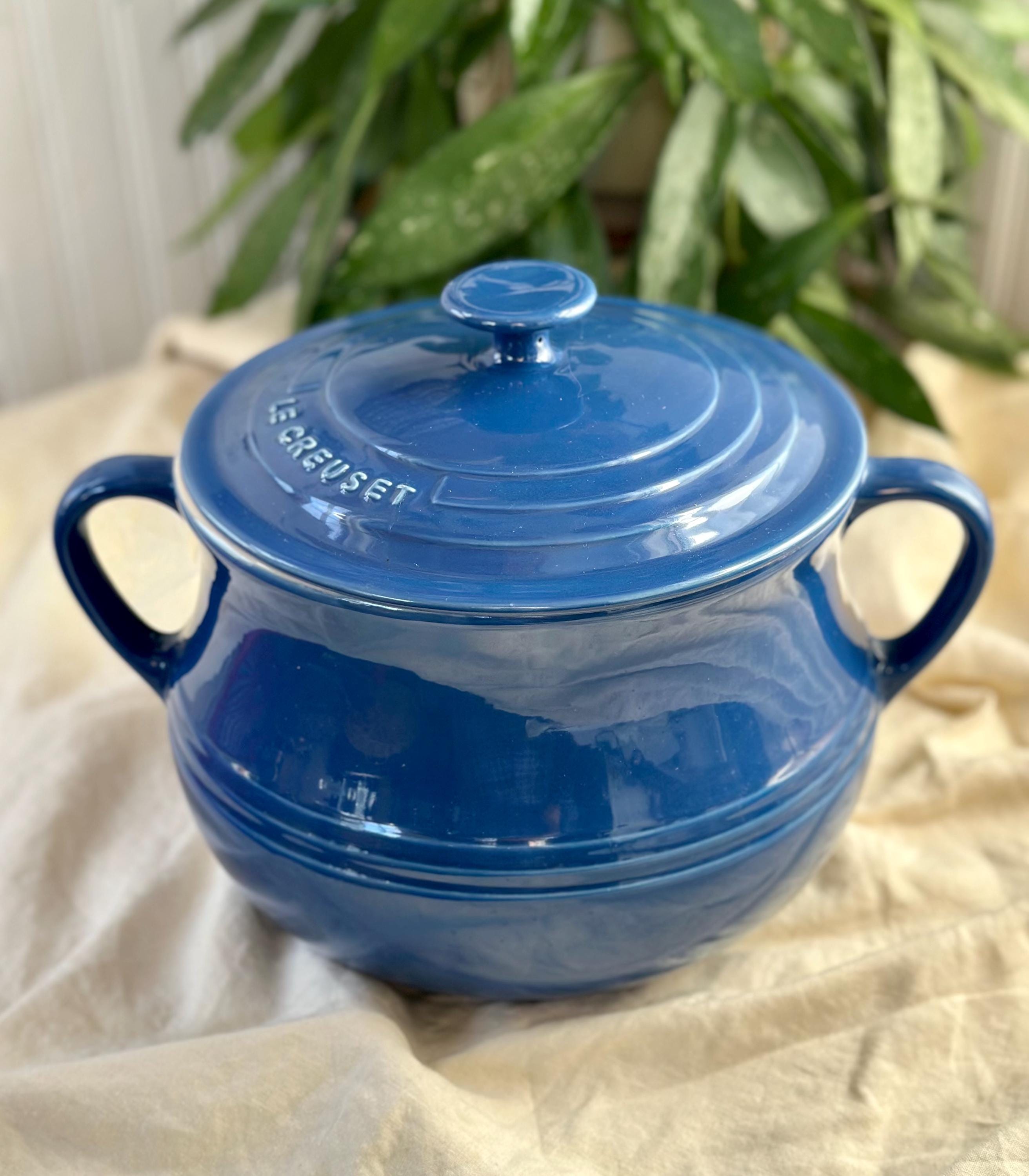 Vintage, Like New, Le Creuset Stoneware 4 Quart Bean Pot, Full