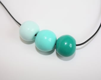 Polymer Clay Necklace // Mint Green, Turquoise, Dark Green