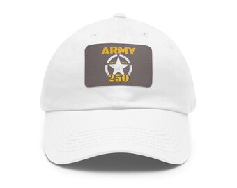 Gorra ARMY 250 con parche de cuero, regalo perfecto para familias militares, uso diario, personalizable, actividades al aire libre, moda informal.