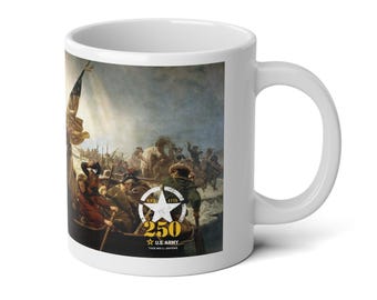Taza jumbo Army 250, 20 oz; Army 250, temática de la Revolución Americana, taza de café única, ilustración vintage