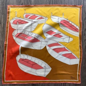 Beautiful vintage Usna square flotilla orange and yellow square art head scarf