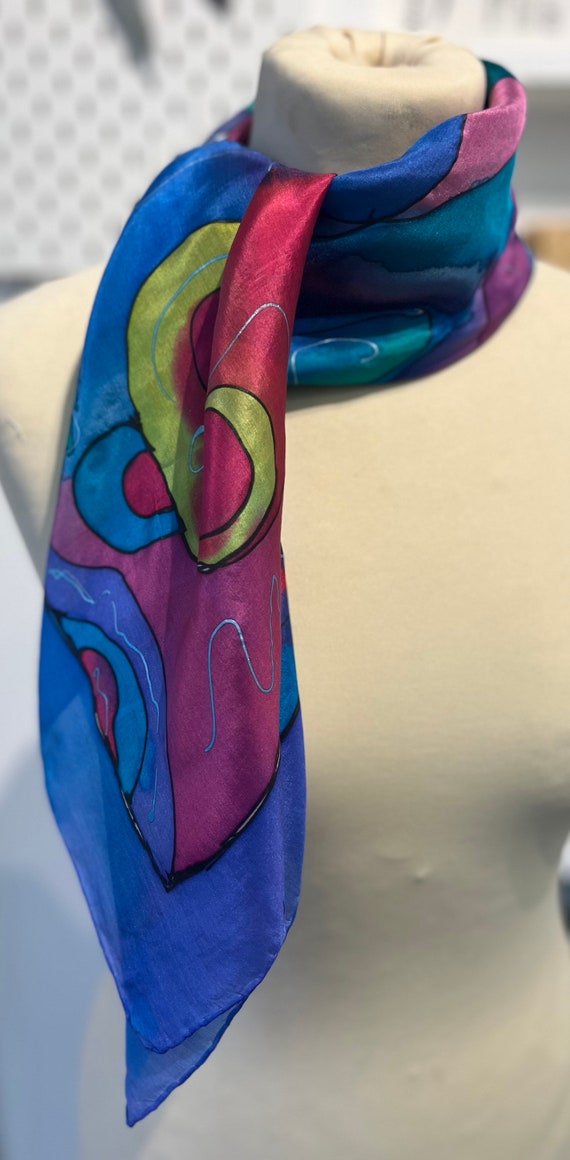 Stunning vibrant silk vintage statement hand made… - image 9