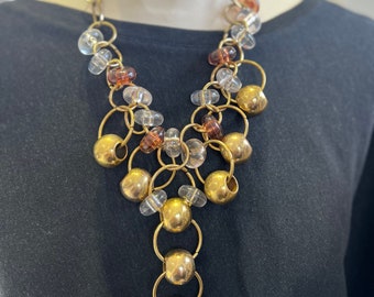 Stunning chunky gold toned vintage 70’s bauble necklace