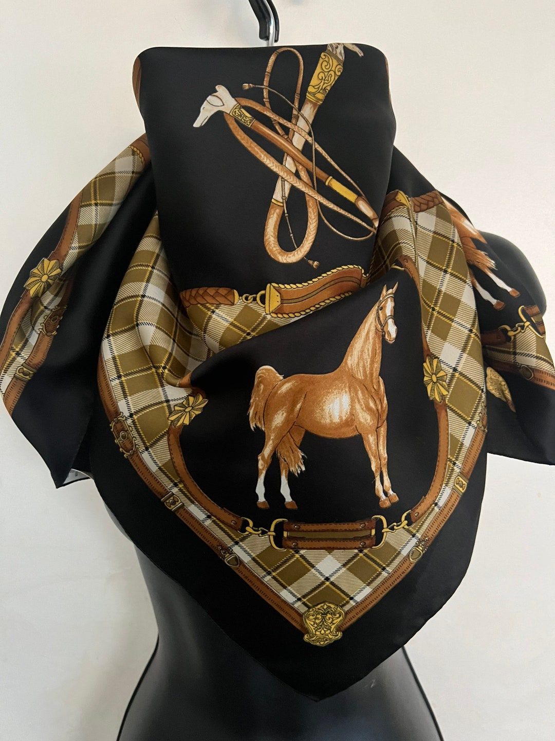 Large Luxurious Vintage Black and Gold Equestrian Themed Horse Etsy