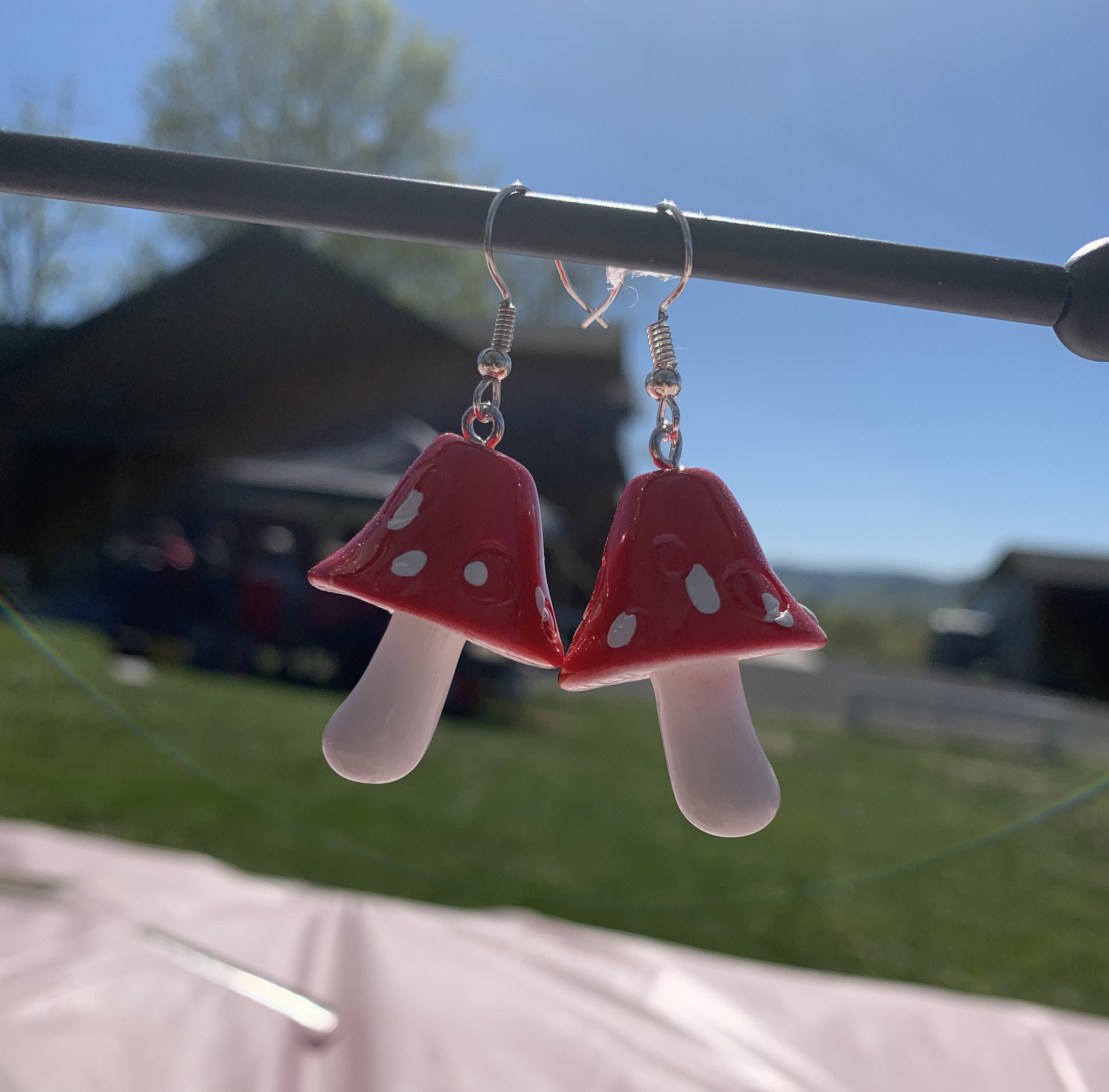 Mushroom Earrings Cottage core red mushroom cute earrings Etsy