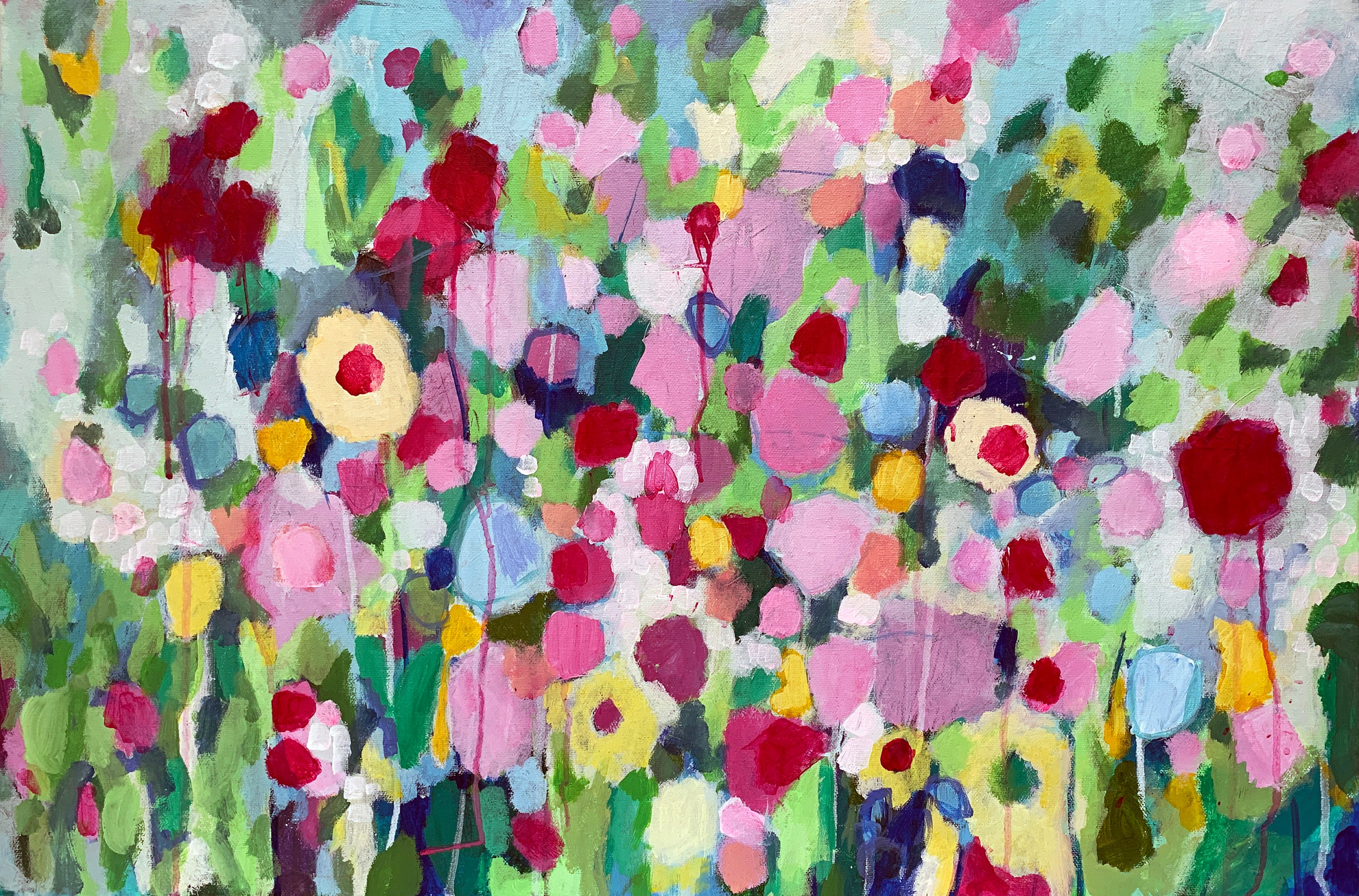 Original painting canvas art abstract floral flowers large Etsy
