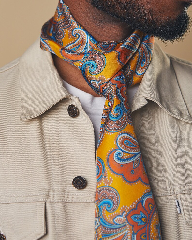 Mens Luxurious Gold Silk Aviator Scarf The Carnaby Aviator Etsy