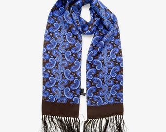 Men's Silk Aviator Scarf in Paisley - The Myers Aviator