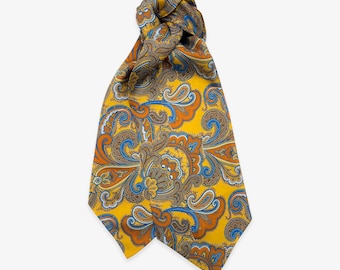 Men's Silk Double Ascot Tie in Paisley - The Carnaby Ascot