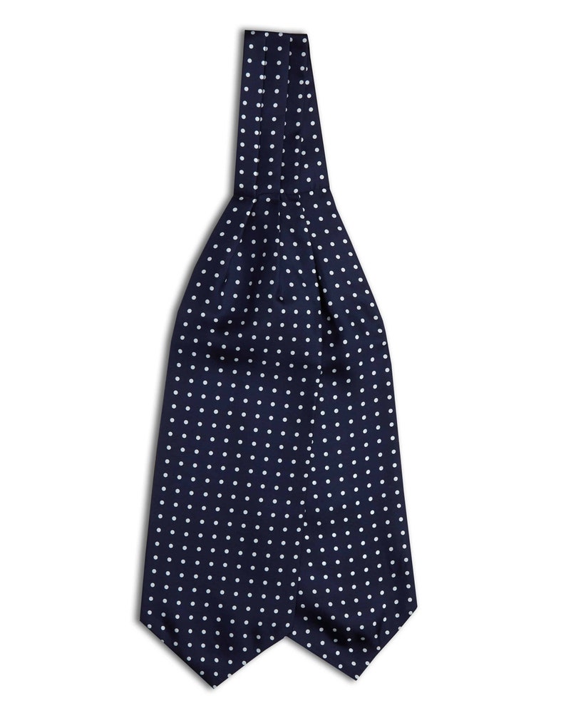 The Westminster Ascot Mens Navy Blue Polka Dot Silk Ascot Tie