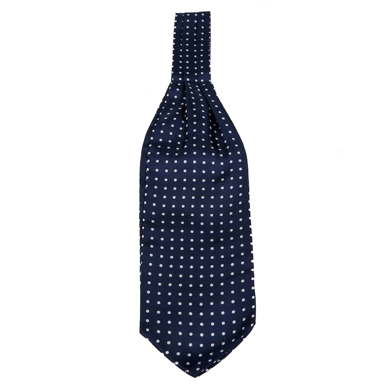 The Westminster Ascot Mens Navy Blue Polka Dot Silk Ascot Tie