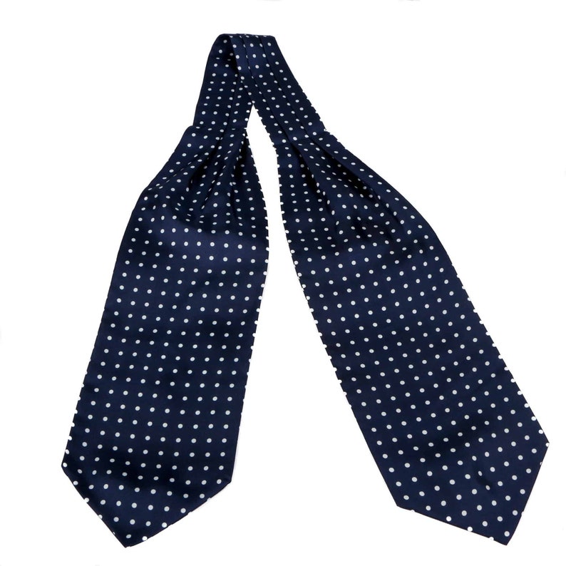 The Westminster Ascot Mens Navy Blue Polka Dot Silk Ascot Tie