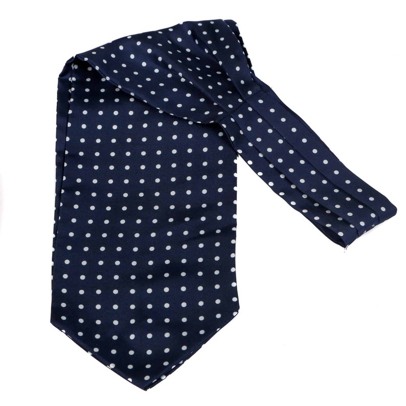 The Westminster Ascot Mens Navy Blue Polka Dot Silk Ascot Tie