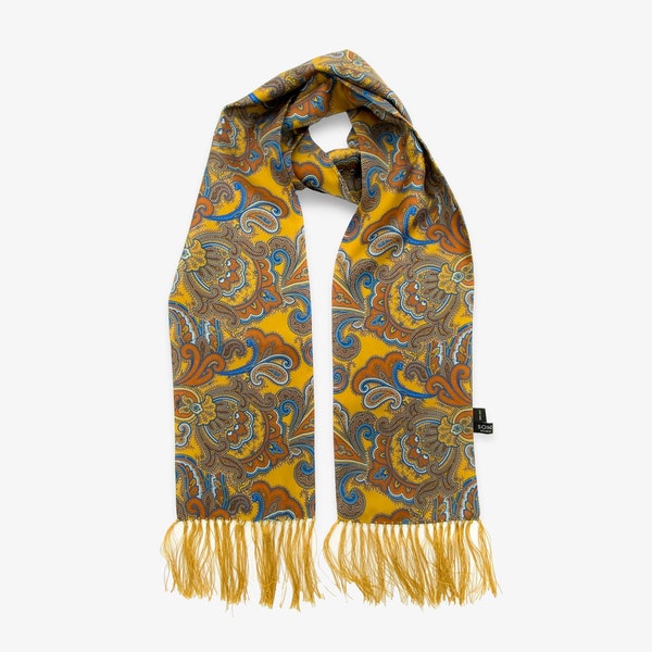 Men's Silk Aviator Scarf in Paisley - The Carnaby Aviator