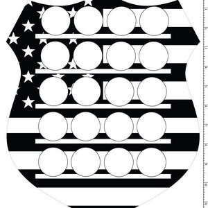 Police Shield Challenge Coin Shelf for 1.5&quot; - Laser - PDF