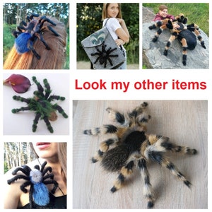 Spider Sleeping Plush Monster Home Decor Extra Large Plush Pillow Faux Fur Plush Doll Black Witch Bedroom Decor Tarantula Art image 6