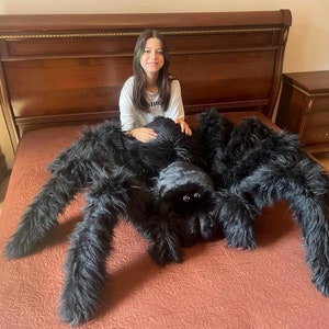 Spider Sleeping Plush Monster Home Decor Extra Large Plush Pillow Faux Fur Plush Doll Black Witch Bedroom Decor Tarantula Art image 3