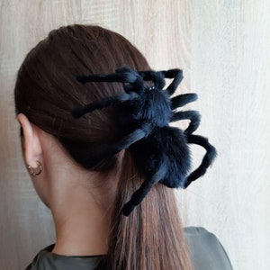 Spider Hair Clip Festival Accessories Insect Hairclip Witch Hairpin Gothic Jewelry Pin Slide Stick Bow Cosplay Party Haunted Mansion black