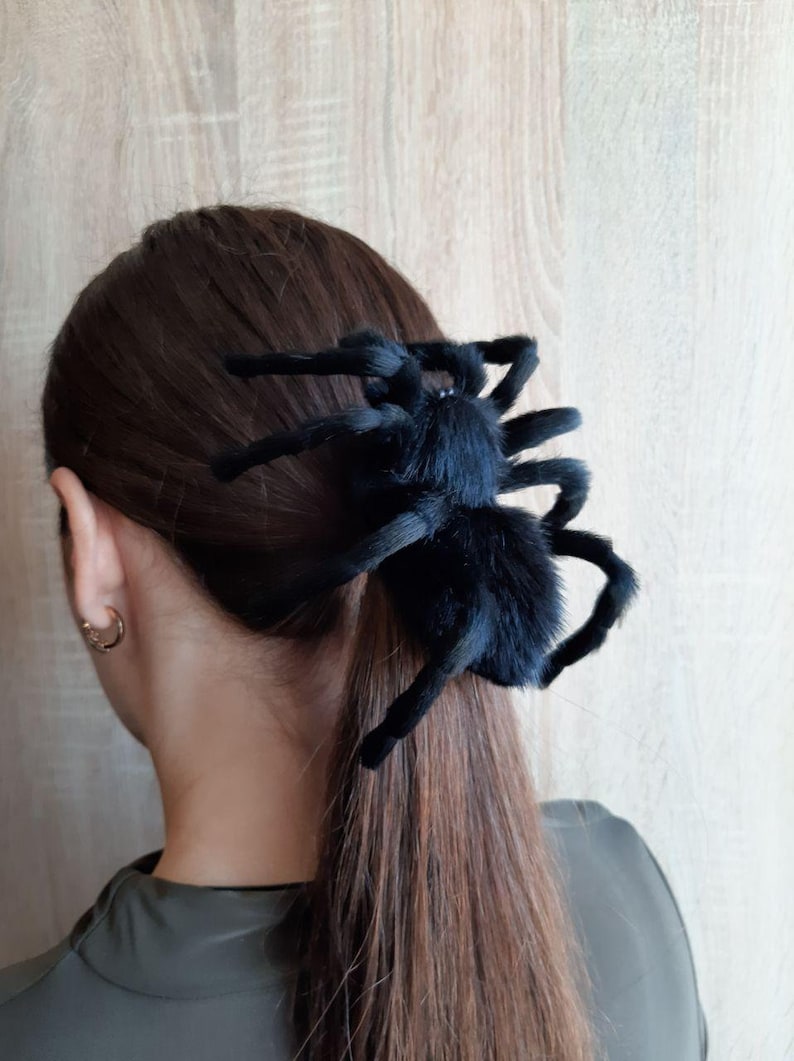 Spider Hair Clip Festival Accessories Insect Hairclip Witch Hairpin Gothic Jewelry Pin Slide Stick Bow Cosplay Party Haunted Mansion black