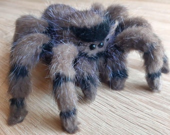 6" Jumping Spider Plush-  Posable Art Doll Animal- Shelf Decor- Insect Toy- Cute Fluffy Spider